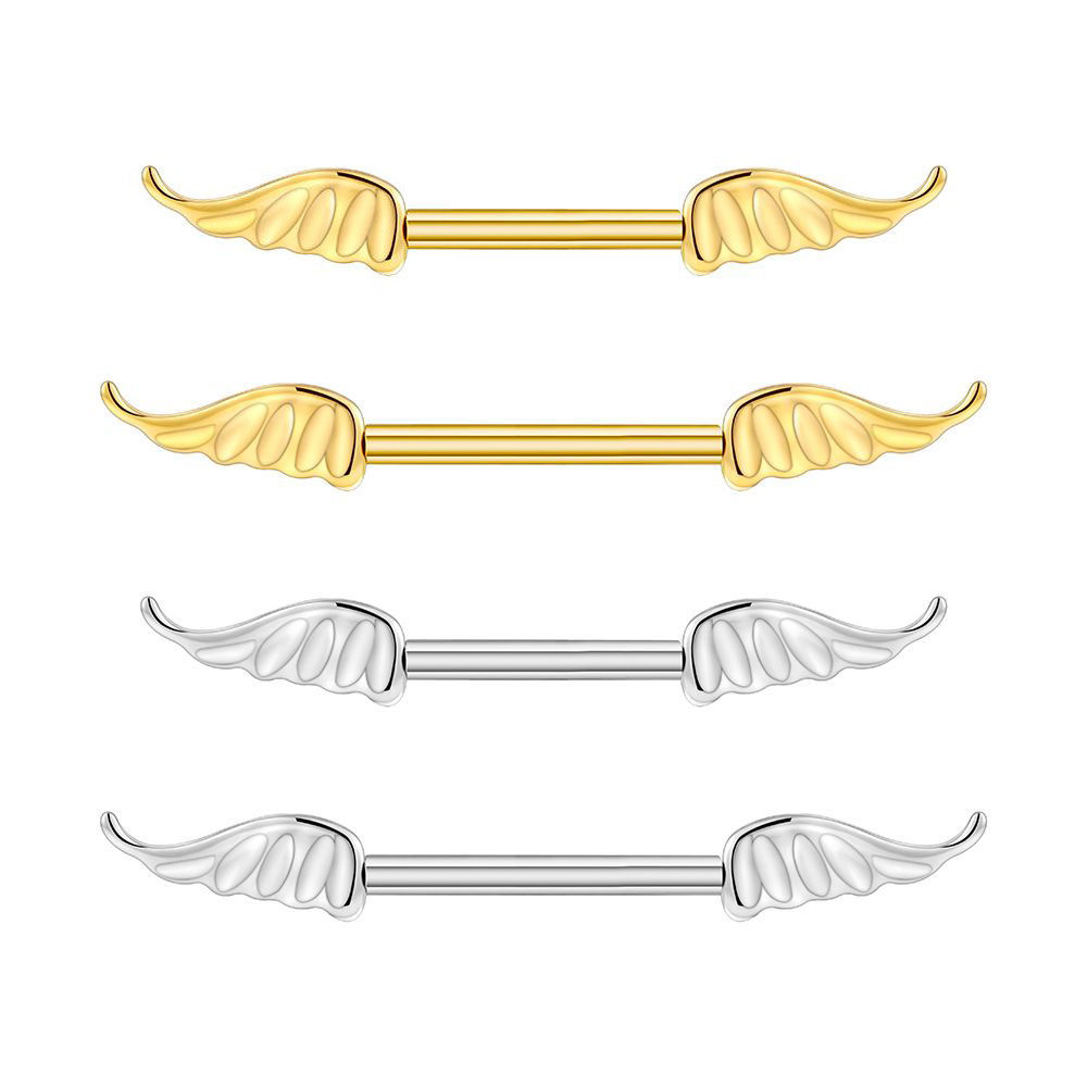 Goldene und silberne Nippel Piercing aus Titan.