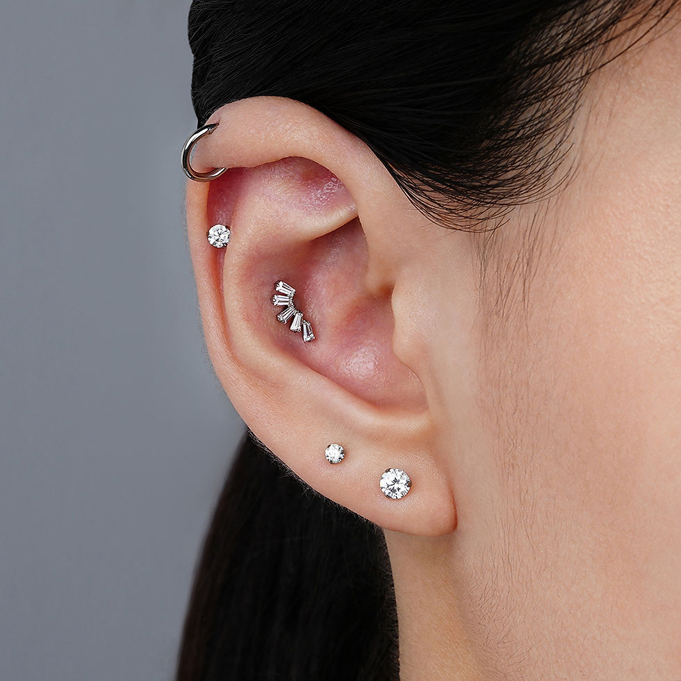 Miniaturbild: Trapez - Titan Gold Edelstein Labret Piercing