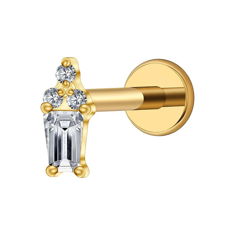 Miniaturbild: Mini Baguette - Titan Gold Edelstein Labret Piercing