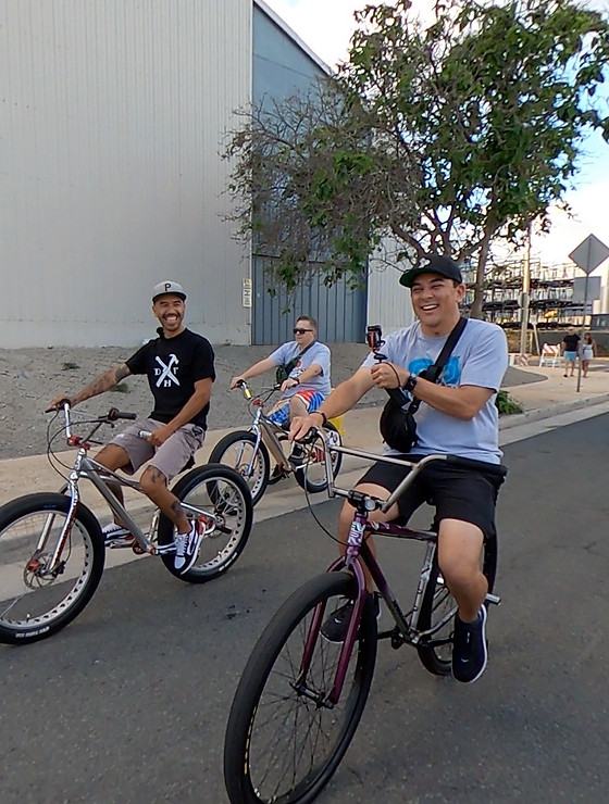 Screen shot from the video of a ride on Oahu with Elton and the gang