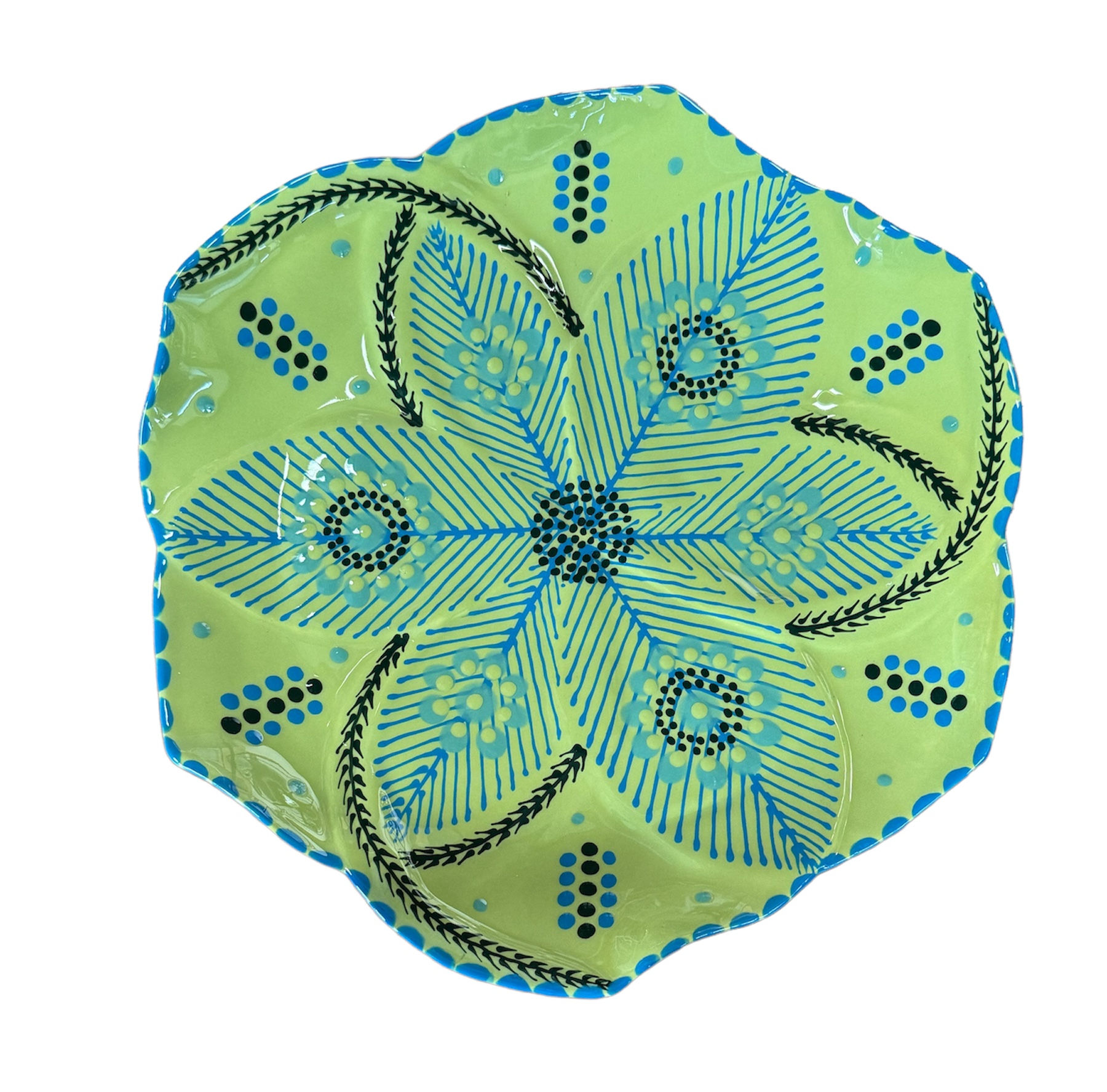 Poppy Dinner Plate - Green Pattern