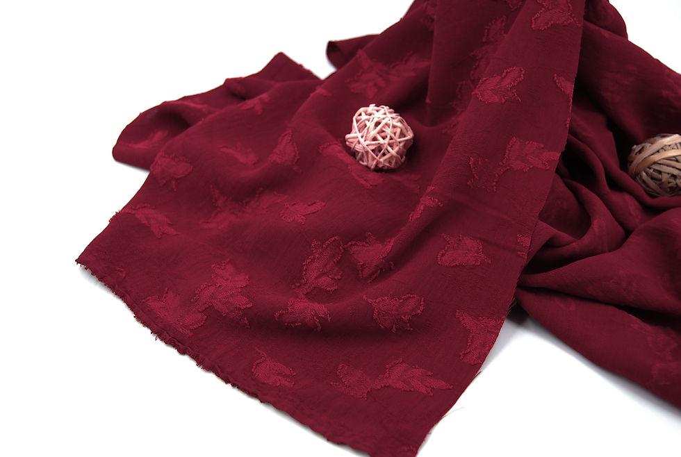Thumbnail: BURGUNDY Floral Pattern WOVEN Jacquard HUE Fabric by the yard