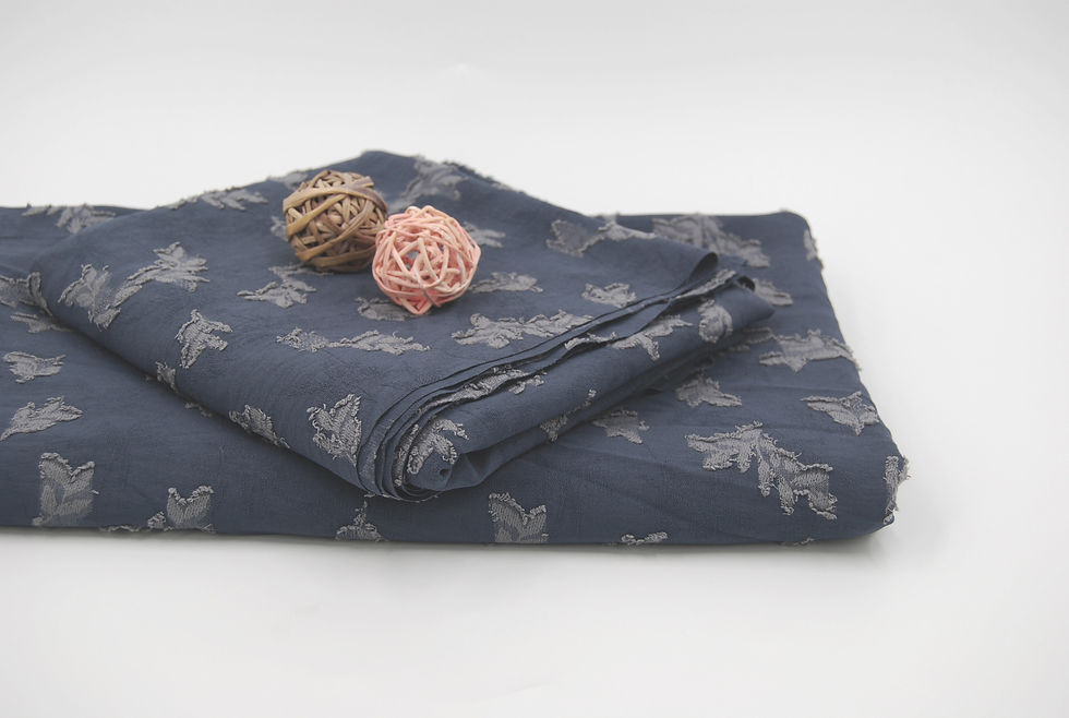 Thumbnail: NAVY Floral Pattern WOVEN Jacquard HUE Fabric by the yard