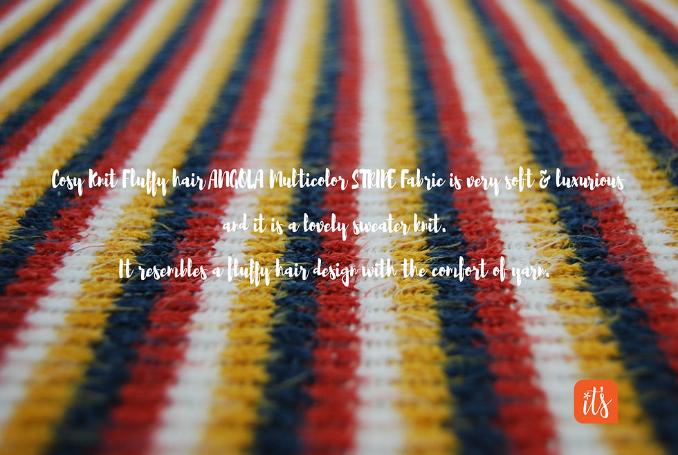 Thumbnail: Fluffy Knit Multicolor ANGOLA STRIPE Fabric by the yard