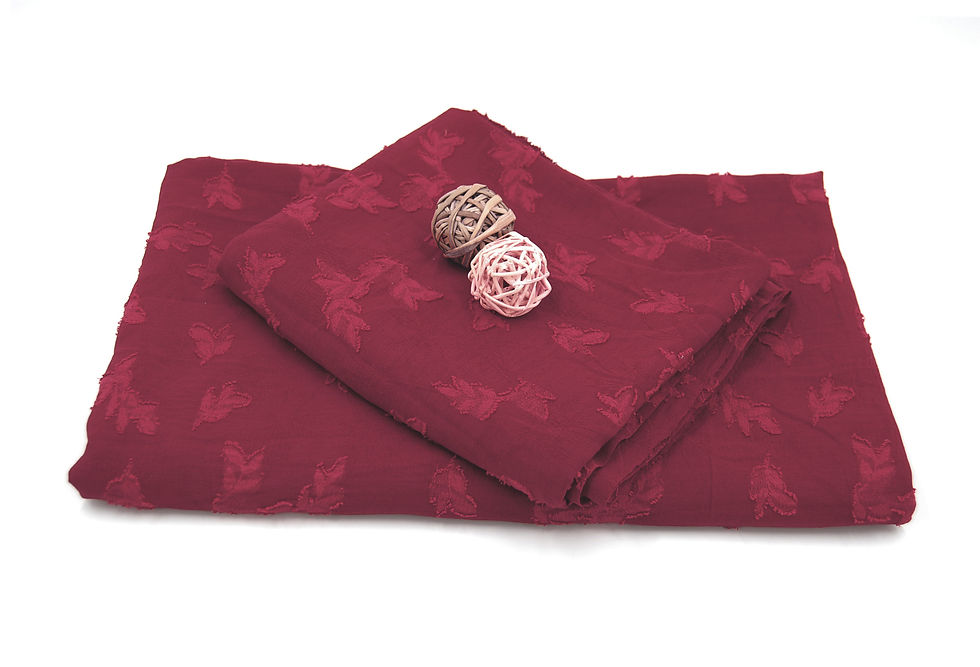 Thumbnail: BURGUNDY Floral Pattern WOVEN Jacquard HUE Fabric by the yard
