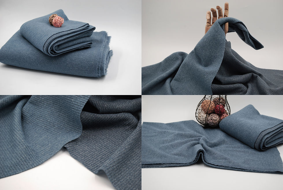 Thumbnail: DENIM BLUE Baby Rib Brushed Sweater Fabric by the yard