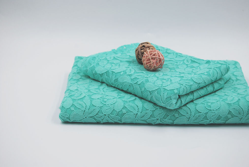 Thumbnail: MINT BLUE Floral Nylon Span LACE Fabric by the yard