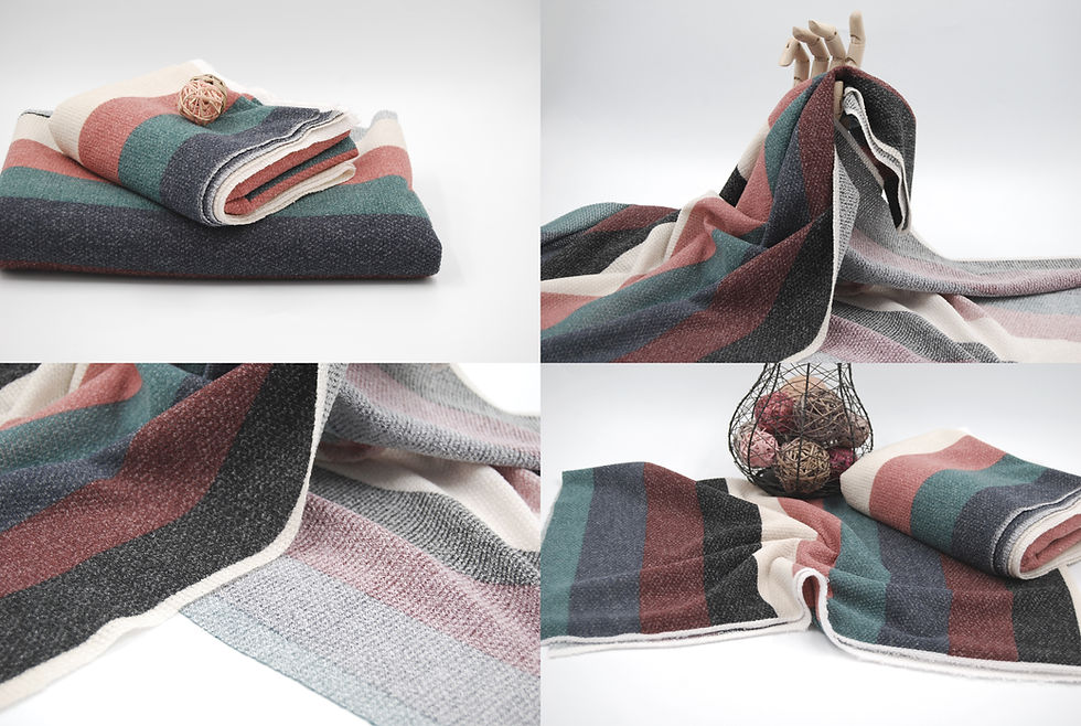 Thumbnail: Navy & Teal Combo Thermal Striped Sweater Knit “MAKARONG PRINT” fabric by the ya