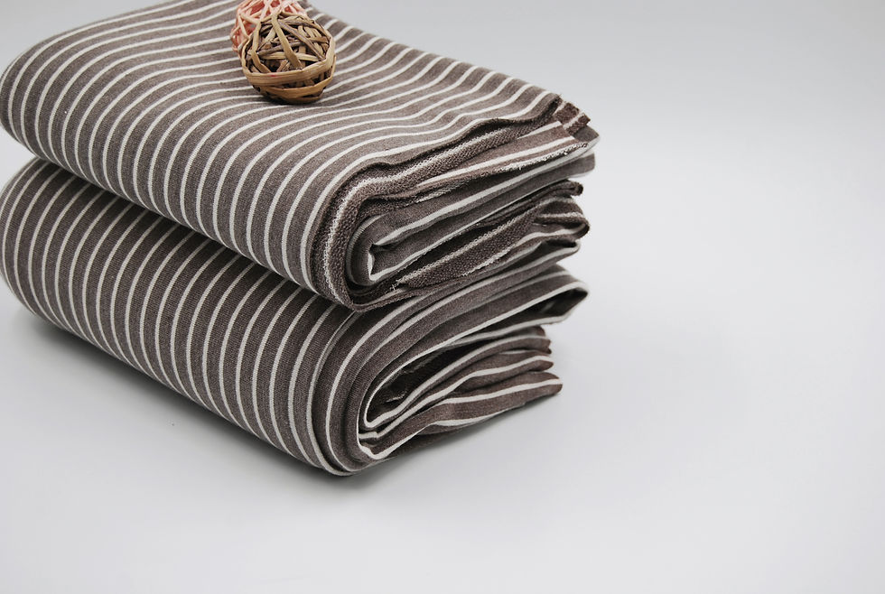 Thumbnail: TAN Brown & Ivory Striped Yarn Dyed French TERRY Fabric by the yard