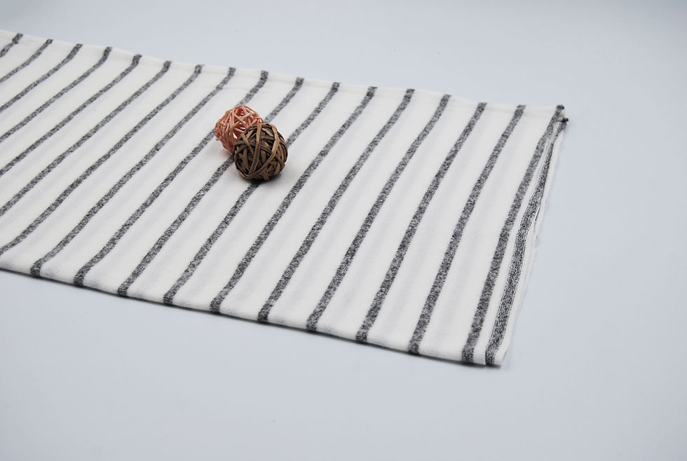 Thumbnail: Brushed Ivory & Grey Striped Knit fabric by the yard