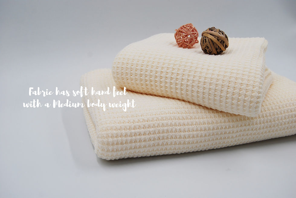 Thumbnail: Cream HEAVY Waffle Knit MAIZE fabric by the yard