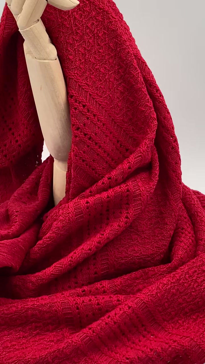 Thumbnail: RED Stripe JACQUARD Fabric by the yard