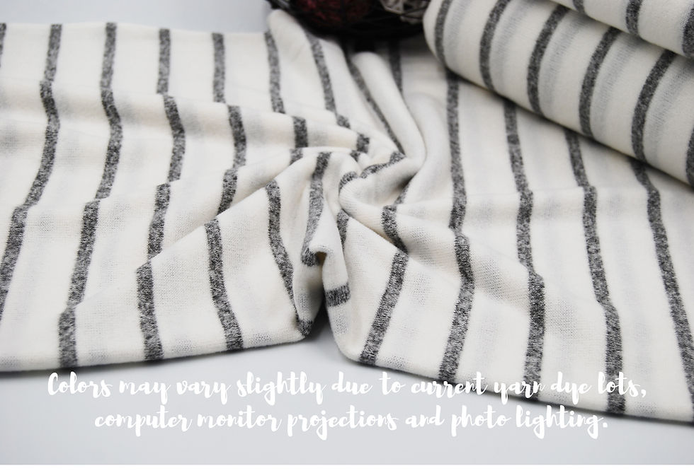 Thumbnail: Brushed Ivory & Grey Striped Knit fabric by the yard