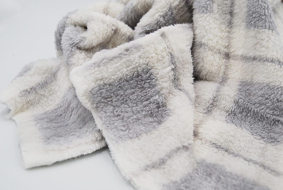 Thumbnail: GREY Sherpa Faux-fur sweater Double side PLAID Fleece Fabric