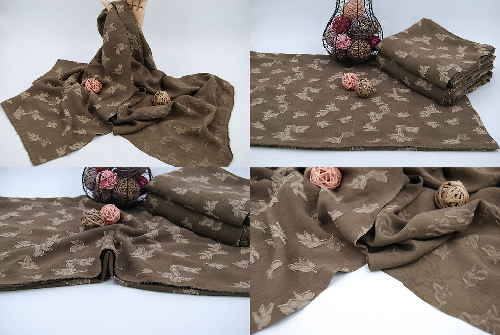 Thumbnail: MOCHA Floral Pattern WOVEN Jacquard HUE Fabric by the yard