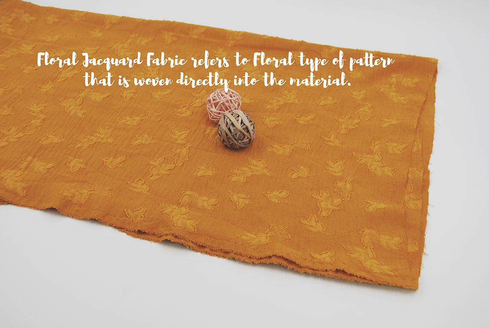 Thumbnail: MUSTARD Floral Pattern WOVEN Jacquard HUE Fabric by the yard