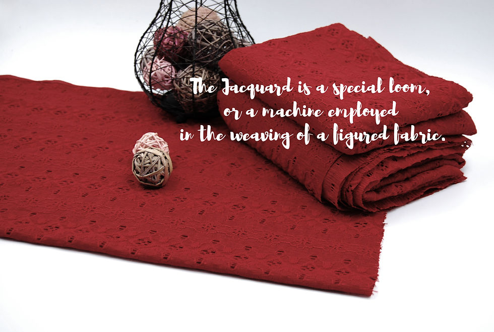 Thumbnail: RED Floral Pattern JACQUARD Fabric by the yard