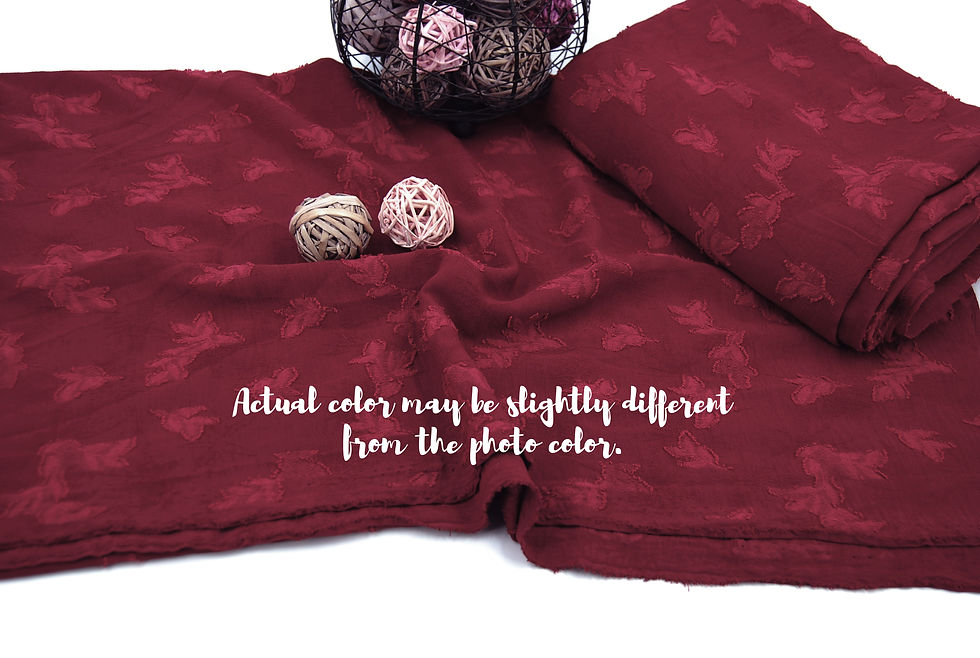 Thumbnail: BURGUNDY Floral Pattern WOVEN Jacquard HUE Fabric by the yard