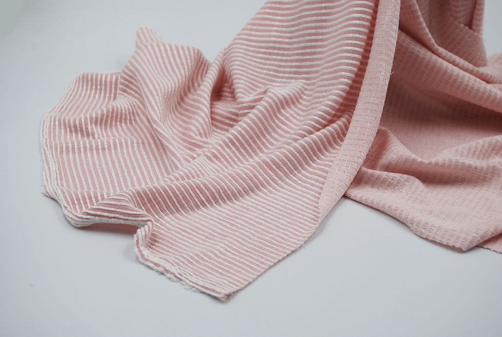 Thumbnail: Baby Pink Striped BAMBOO RIB knit Fabric by the yard