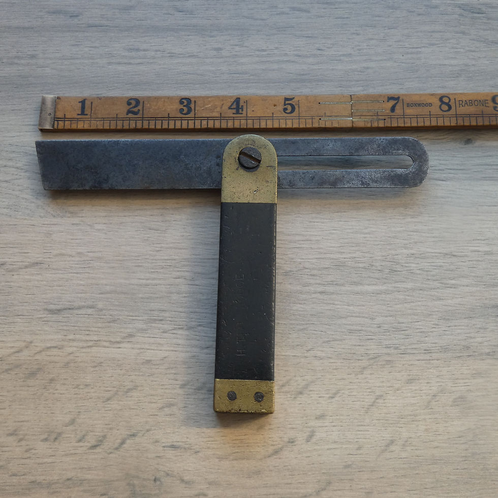 Thumbnail: Vintage 7 1/2" Rosewood & Brass Sliding Bevel