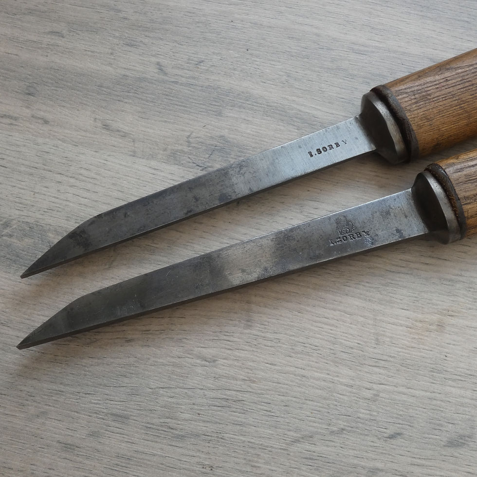 Thumbnail: A Pair of Pigsticker Mortice Chisels - I Sorby