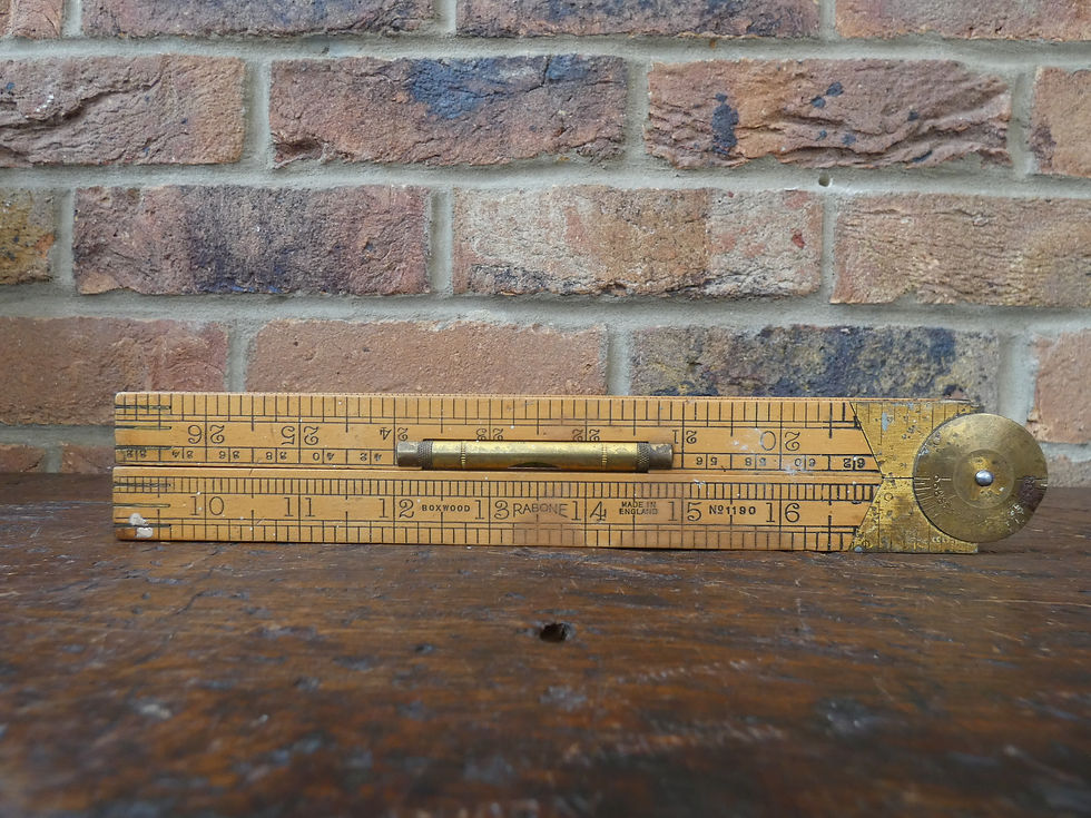 Vintage 36" Rabone Boxwood & Brass Rule - No 1190 - Intergrated Bra