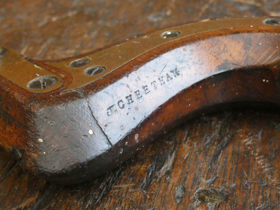 Thumbnail: Vintage/ Collectable Beech & Brass Hand Brace - Ebony & Brass Pad