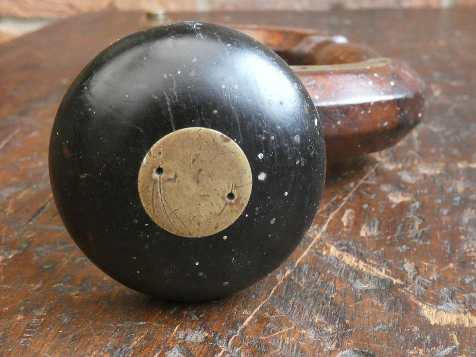 Thumbnail: Vintage/ Collectable Beech & Brass Hand Brace - Ebony & Brass Pad