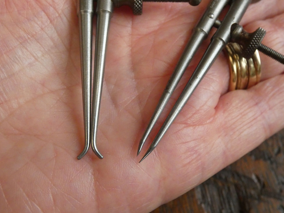 Thumbnail: A Pair of Small 2 1/2" Moore & Wright  Outside & Inside Calipers/Dividers