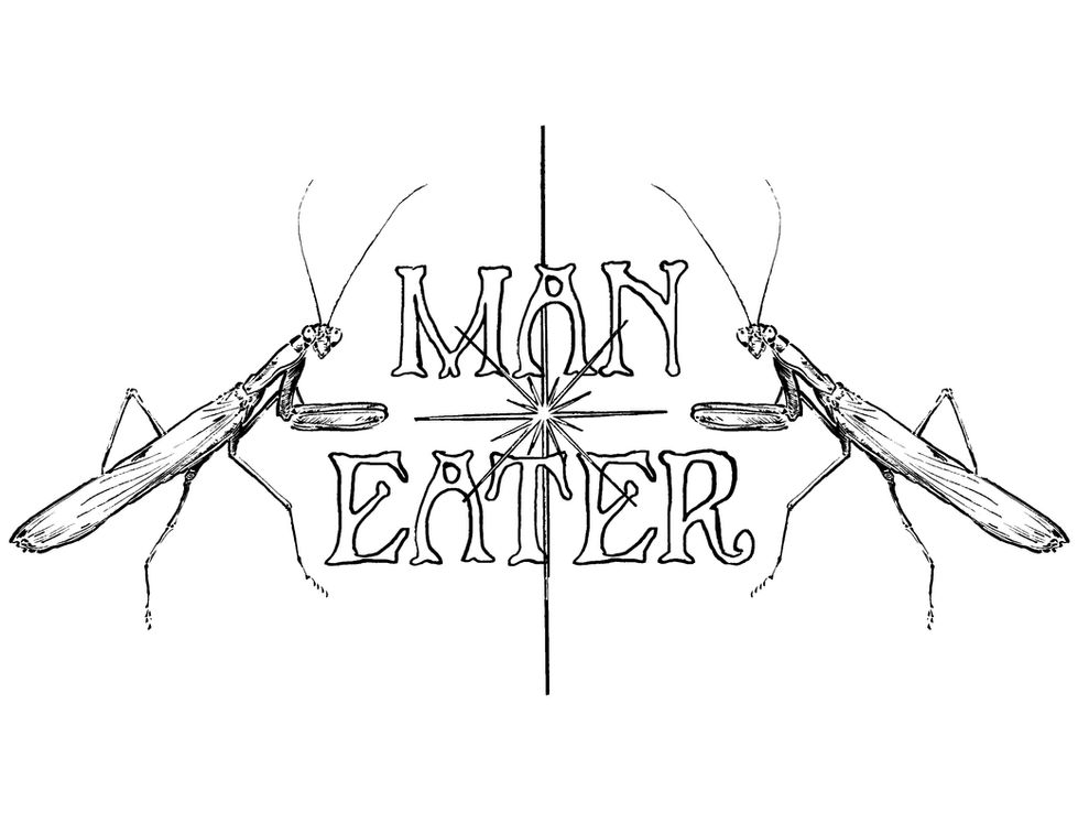 MAN EATER linocut design