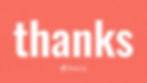 White "thanks" text on a coral background with a paper airplane icon and "Wheels Up" in smaller text below, conveying gratitude.