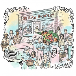 AI Created image of a diverse community shopping at a local store to describe what the company will do during Series B