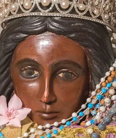 Santa Sara Kali is one depiction of a Black Madonna archetype, brought from the Romani people into Europe, and onward into Brazil. She represents the marginalized, the displaced and the exiled.