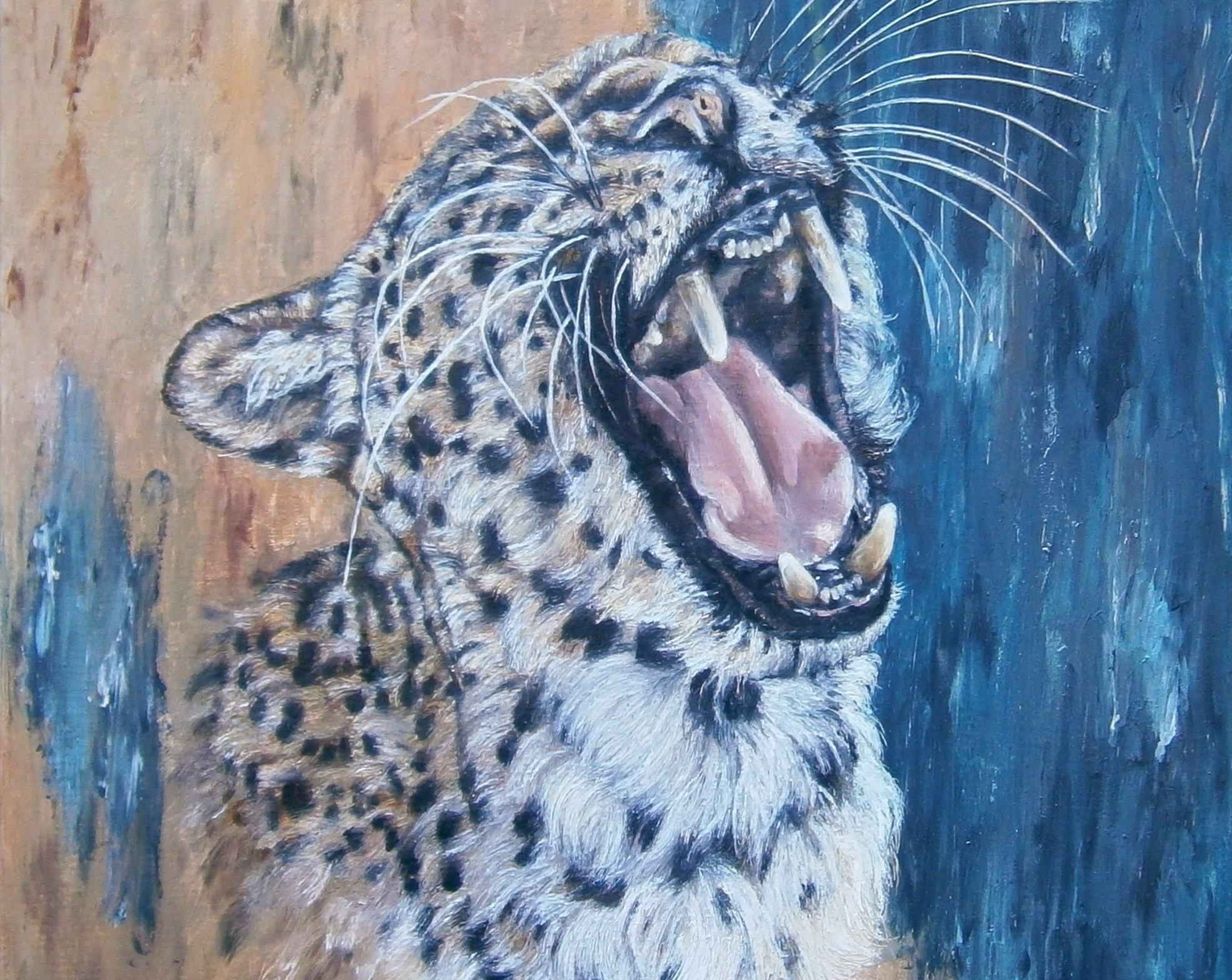 Amur Leopard original oil pastel
