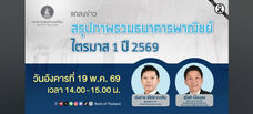 แบงค์ชาติแถลง ไตรมาส 1/2569 ระบบธนาคารพาณิชย์แกร่ง เงินกองทุนสูง 20% ห่วงไฟใต้สงครามตะวันออกกลางดันต้นทุนพุ่ง