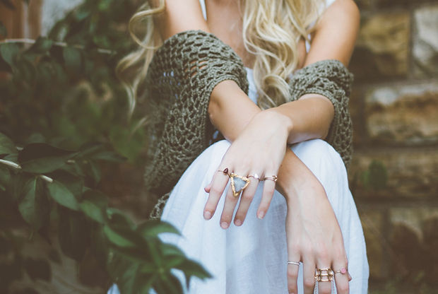 Woman wearing rings