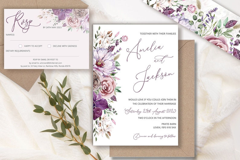Plum wedding invitations