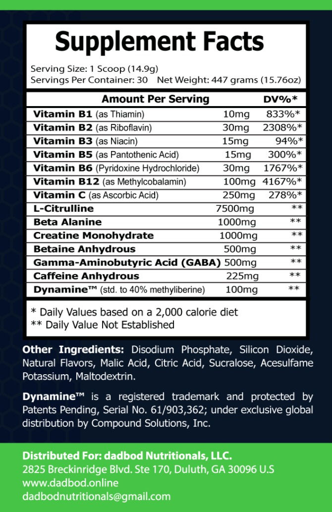 Miniatura: Pre-Workout Tropical Sunrise Ingredients