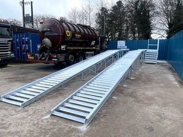 Wash down ramps, ramps, HGV, trucks, GRP, handrails, staircase,