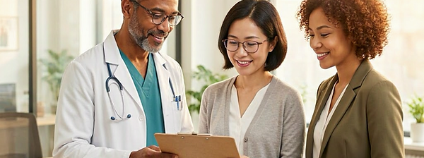 Healthcare provider and consultants engaged in discussion
