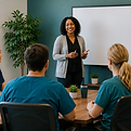 Trainer leading in-person HIPAA compliance session for medical staff.