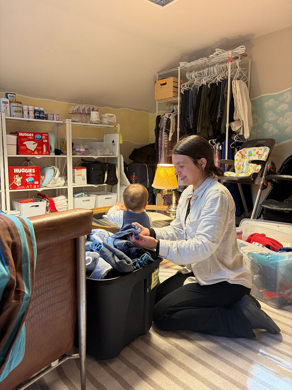 A mom looking through Nadine's Closet at Options Pregnancy Centre Lennoxville