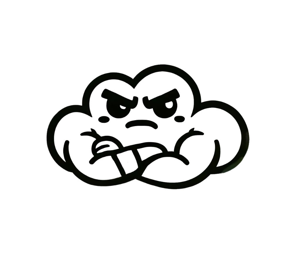 Cartoon cloud with muscular arms representing calisthenics training logo
