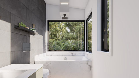 Modular prefabricated garden suite by Leisure Suites, an affordable and stylish housing solution for your outdoor space