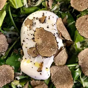 Salade, burrata et copeaux de truffes