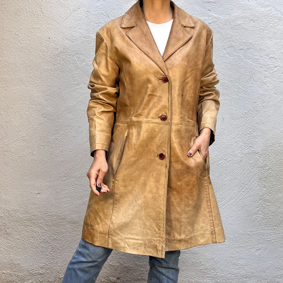 Miniatura: Vintage Light brown leather trench coat