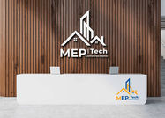 MEP Tech Constructions Private Limited logo design, New Delhi with icon of building and skyscrapers merged with the logo name to create logo for construction company.