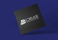 a deuce sports advisory and services logo on a blue background with logo looking like a race court.