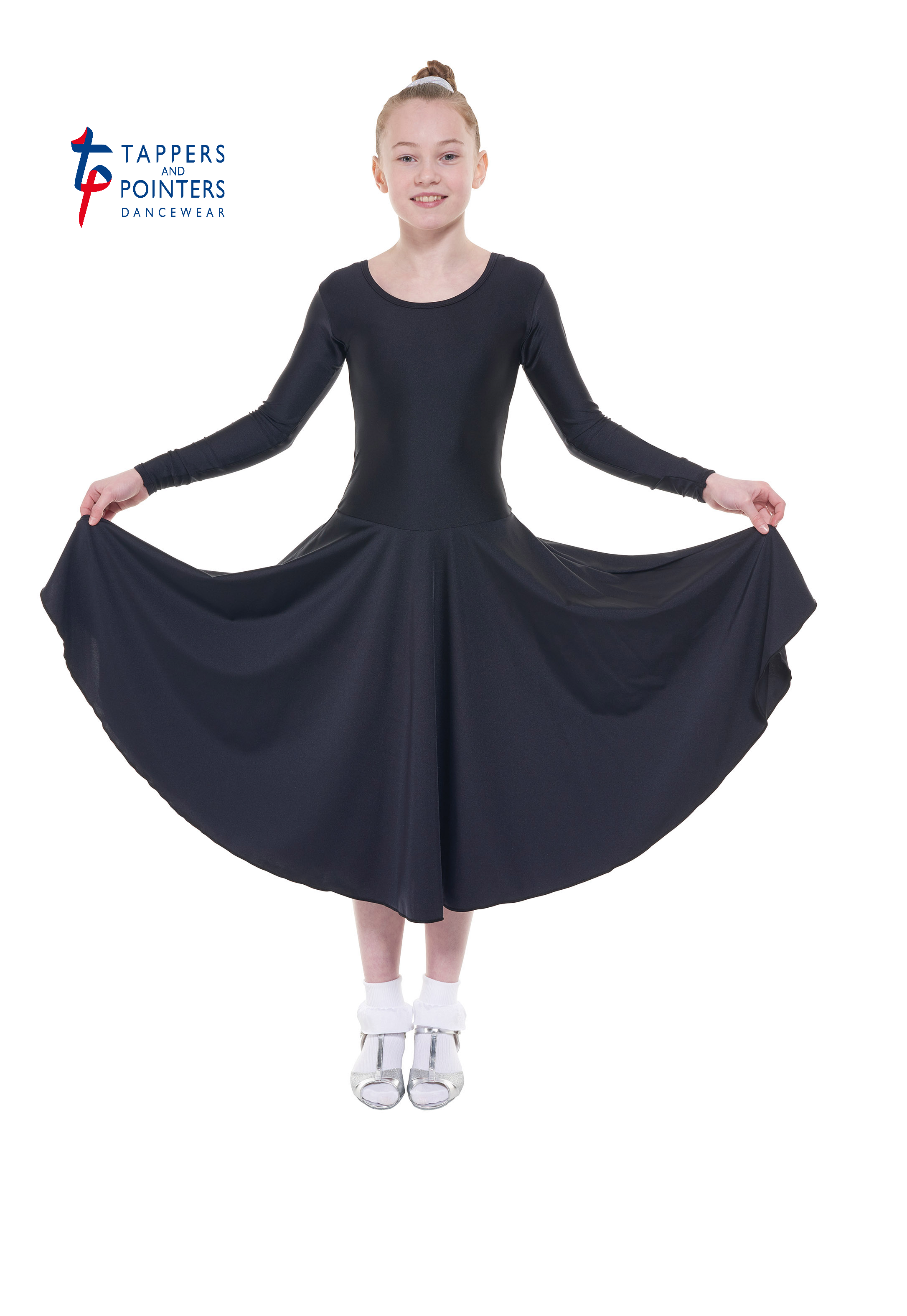 T & P B5 girls nylon/lycra long sleeved longer length ballroom dress