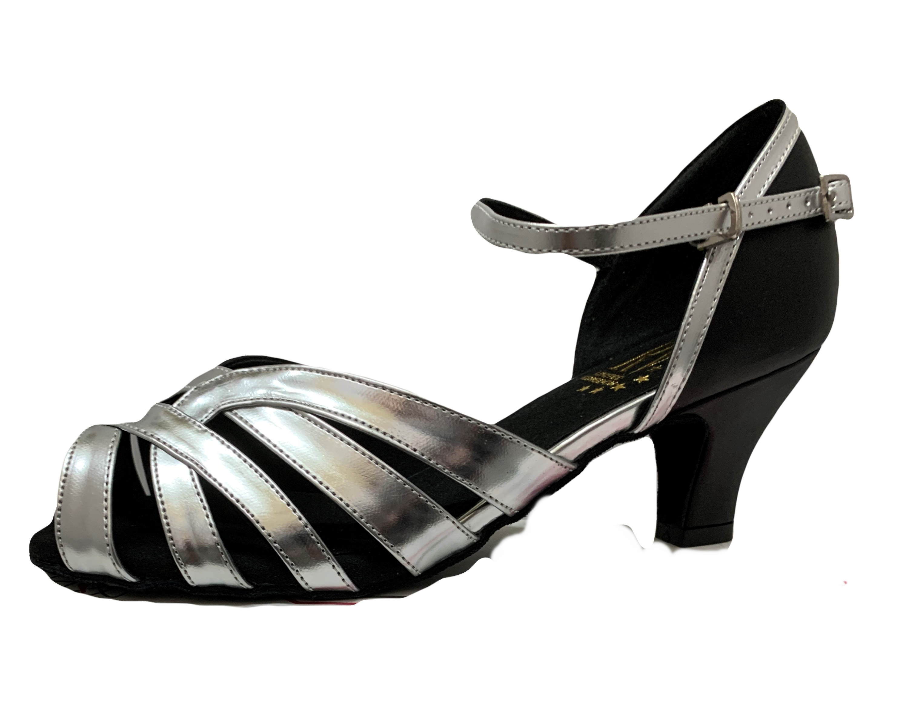 RV style 802 wide fit ladies ballroom shoe 2" heel blk/silver